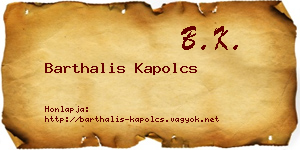 Barthalis Kapolcs névjegykártya